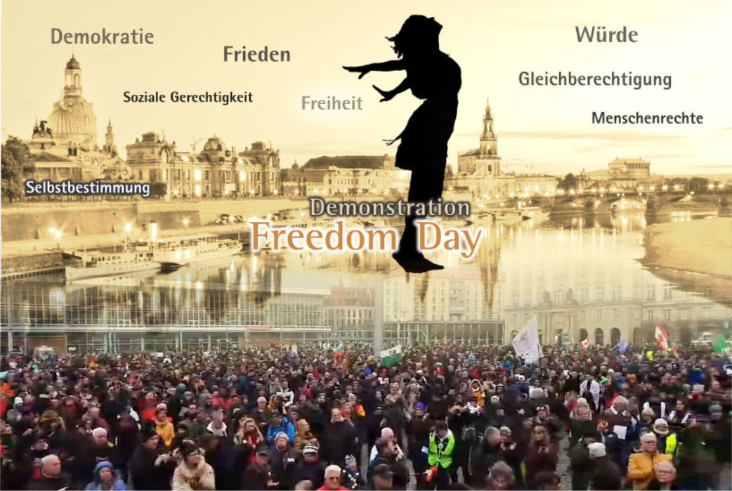 Großdemo Freedom Day am 19.02.2022 auf dem Altmarkt in Dresden mit fast 6000 Teilnehmern